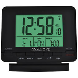 Acctim Radio Controlled Couples Alarm Clock, Black
